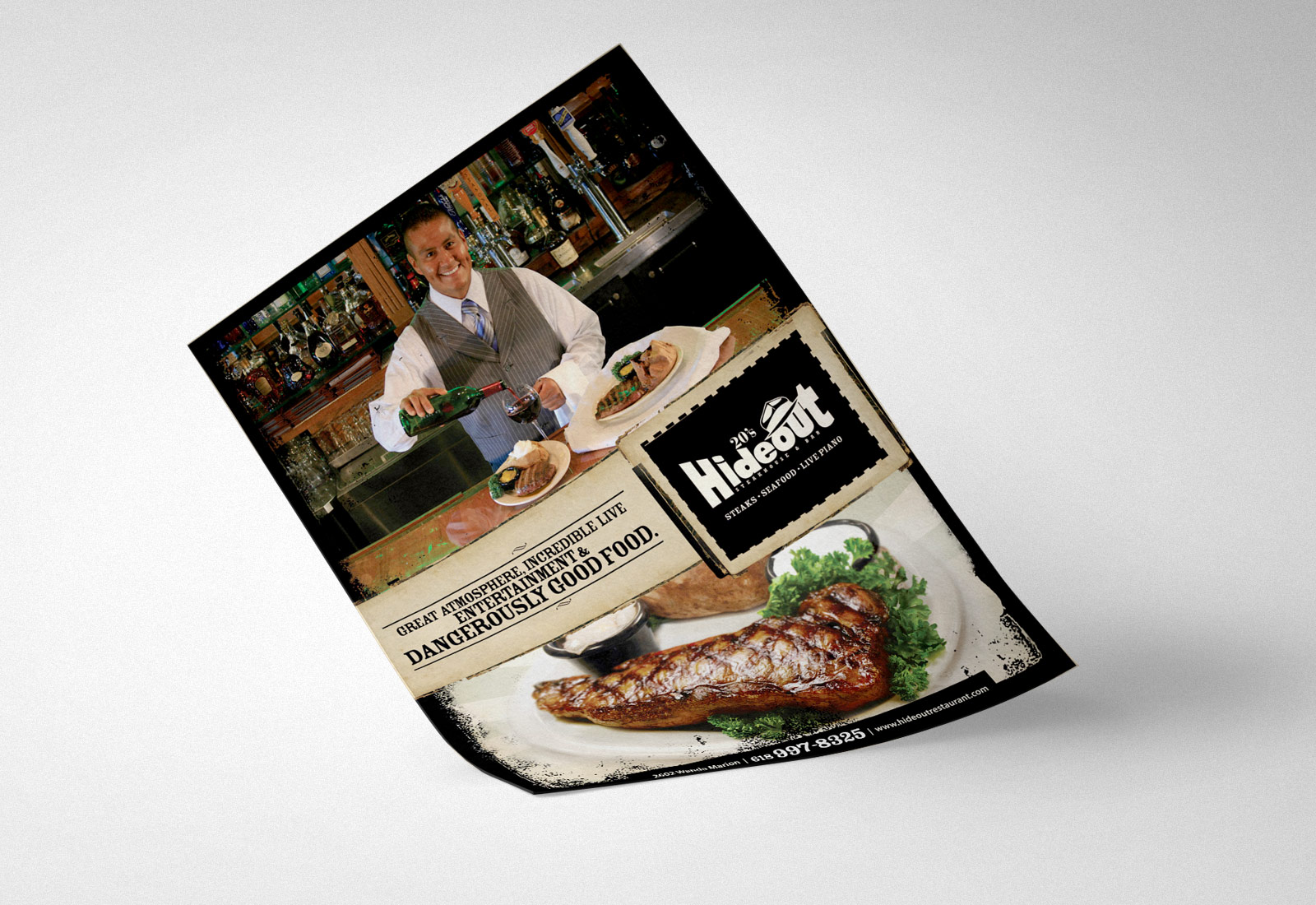 Hideout Steakhouse Magazine Ad