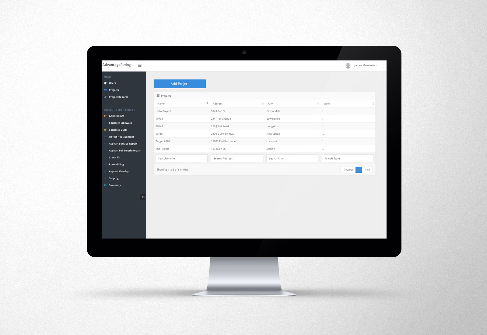 Advantage Paving Project Management System View 3