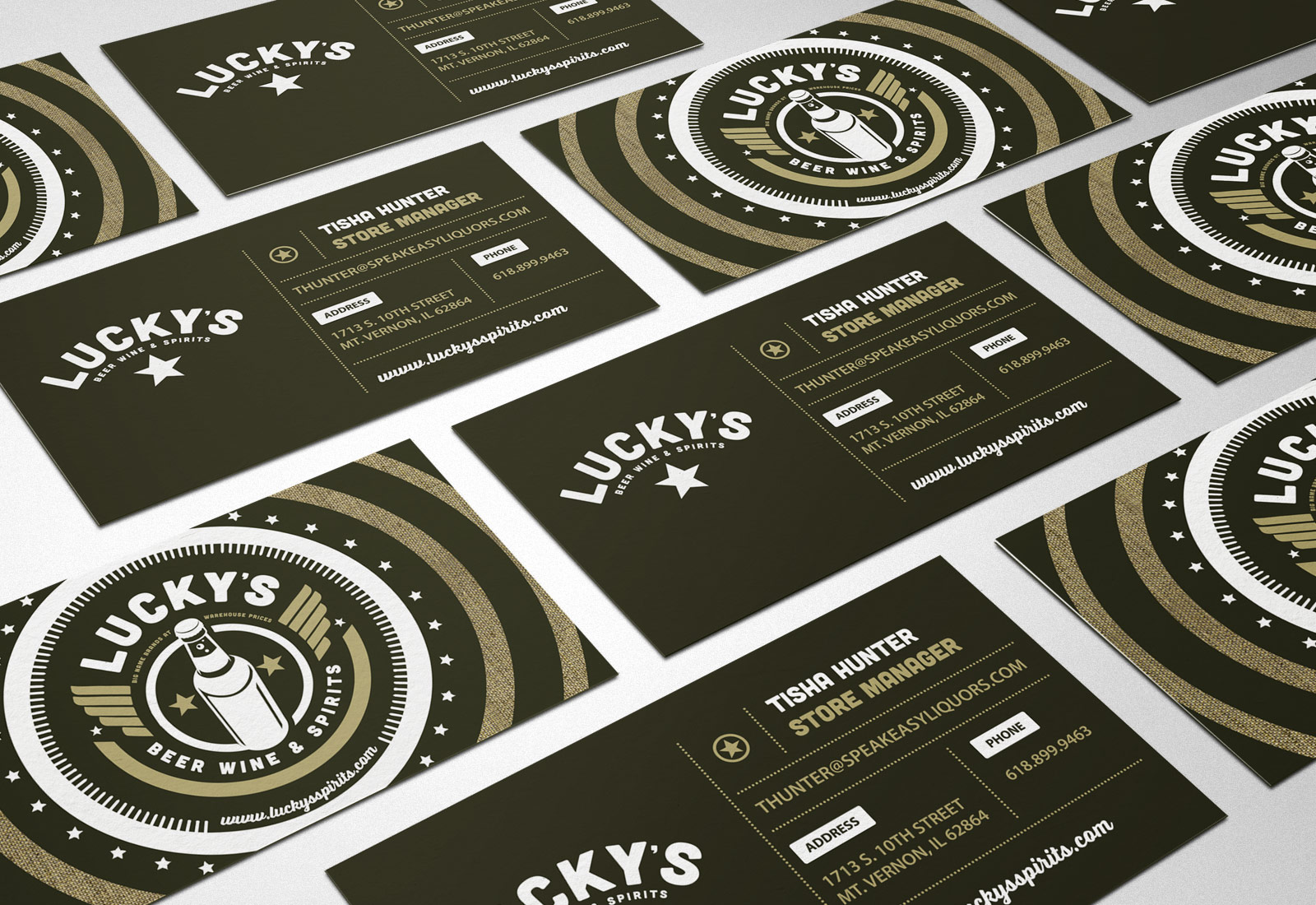 Luckys Liquors Business Card