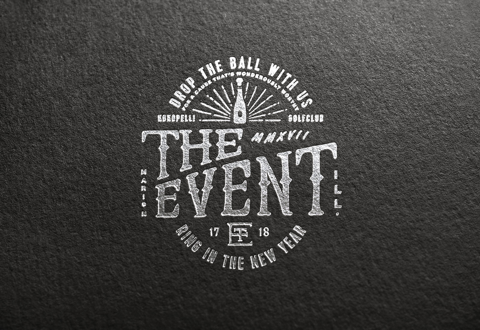 Foil Embossed Logo Design for The Event The Event New Years Eve Celebration Logo Design Foil Embossed