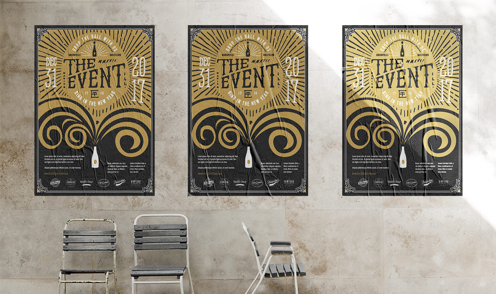 The Event New Years Eve Celebration Poster Graphic Design For Fundraiser