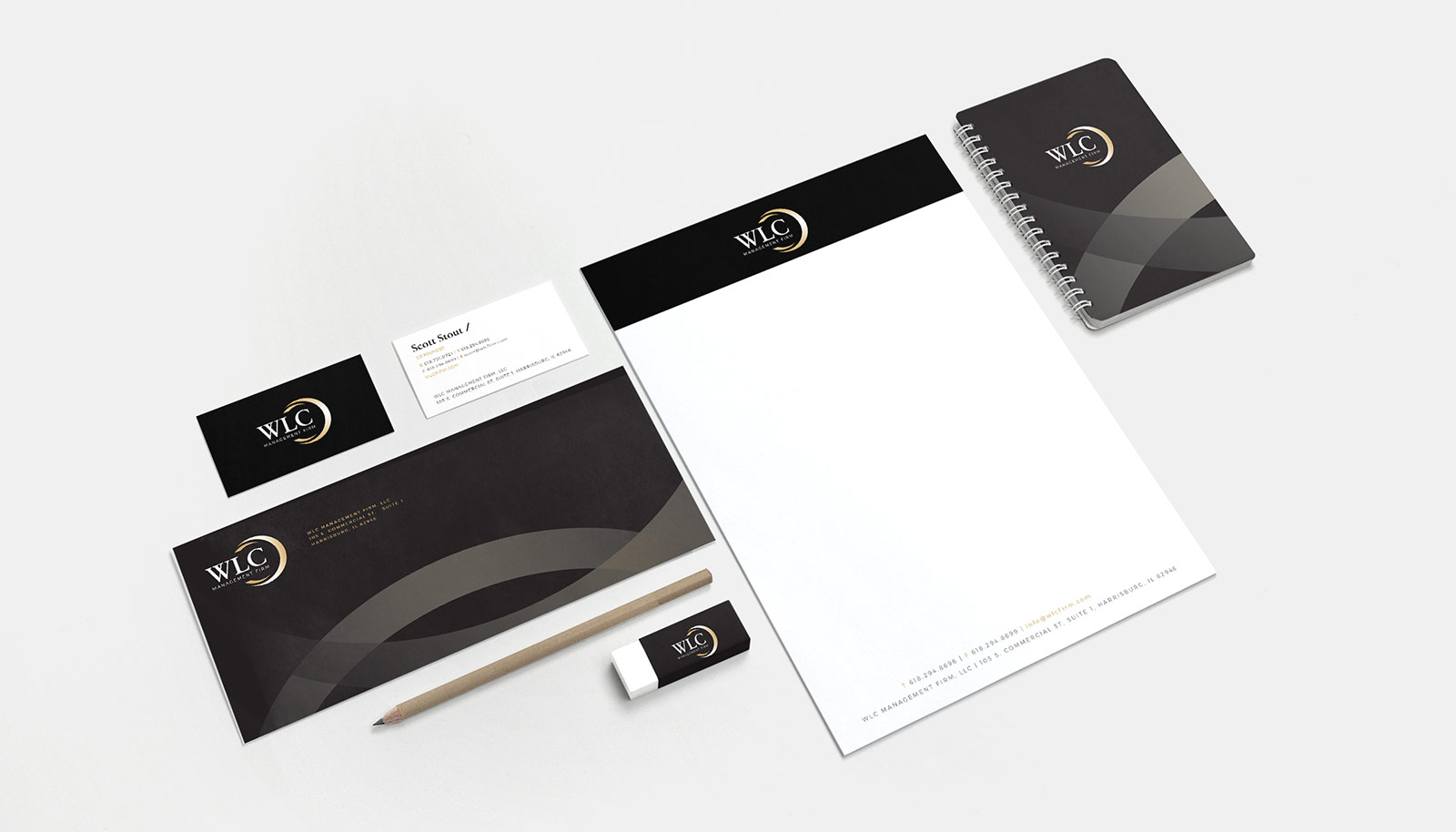 Correspondance & ID System Design, Business Card and Letterhead Design for WLC Management Firm in Southern Illinois WLC Management Firm Correspondance ID System