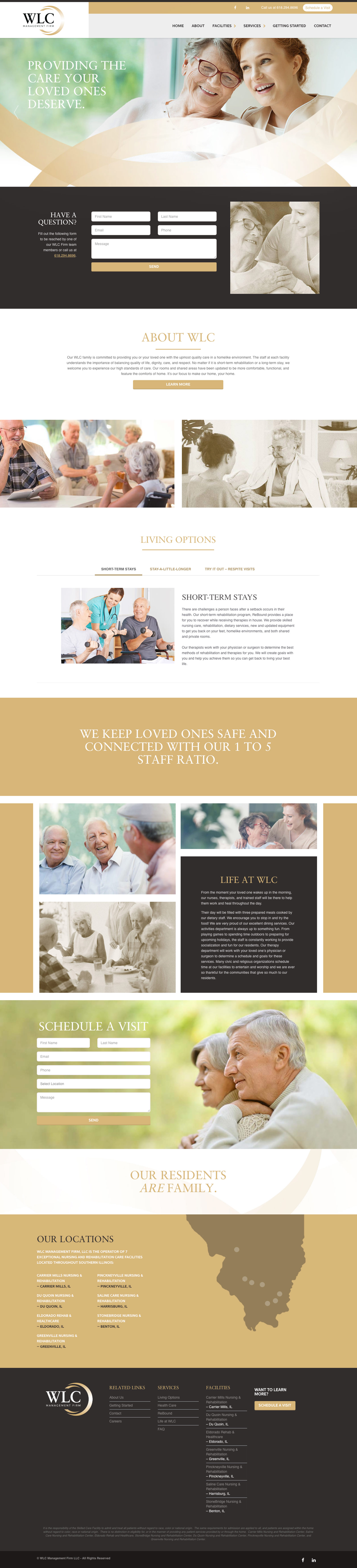 Scrolling example of Responsive Website Design on Tablet, Mobile and Desktop for WLC Management Firm Assisted Senior Living in Southern Illinois WLC Management Firm Responsive Website Design Scrolling Example